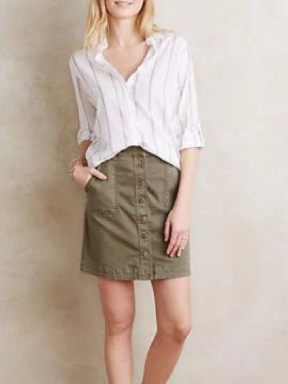 ANTHROPOLOGIE Pilcro Button A-line Front Skirt - size 12